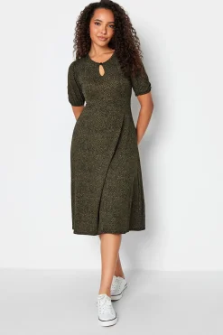 M&Co Womens Khaki Green Animal Markings Keyhole Maxi Dress>Women Maxi Dresses