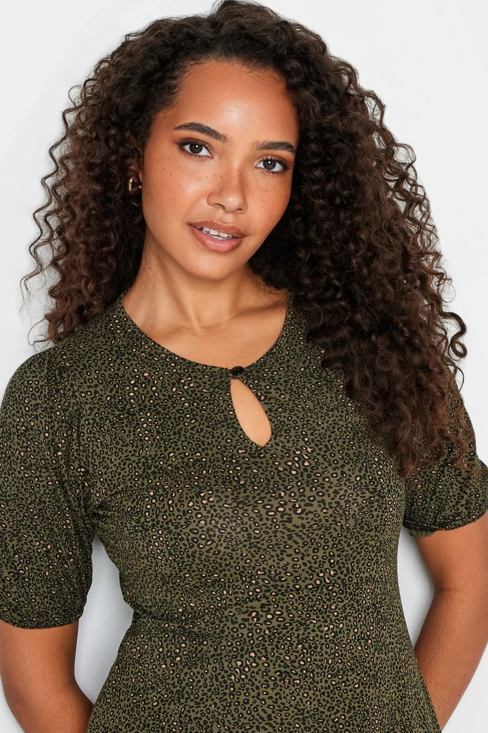M&Co Womens Khaki Green Animal Markings Keyhole Maxi Dress>Women Maxi Dresses