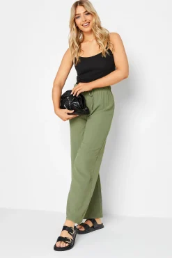 M&Co Womens Khaki Green Crepe Wide Leg Trousers><noscript><img width=