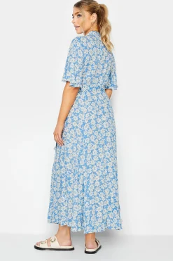 M&Co Womens Light Blue Floral Print Maxi Shirt Dress><noscript><img width=