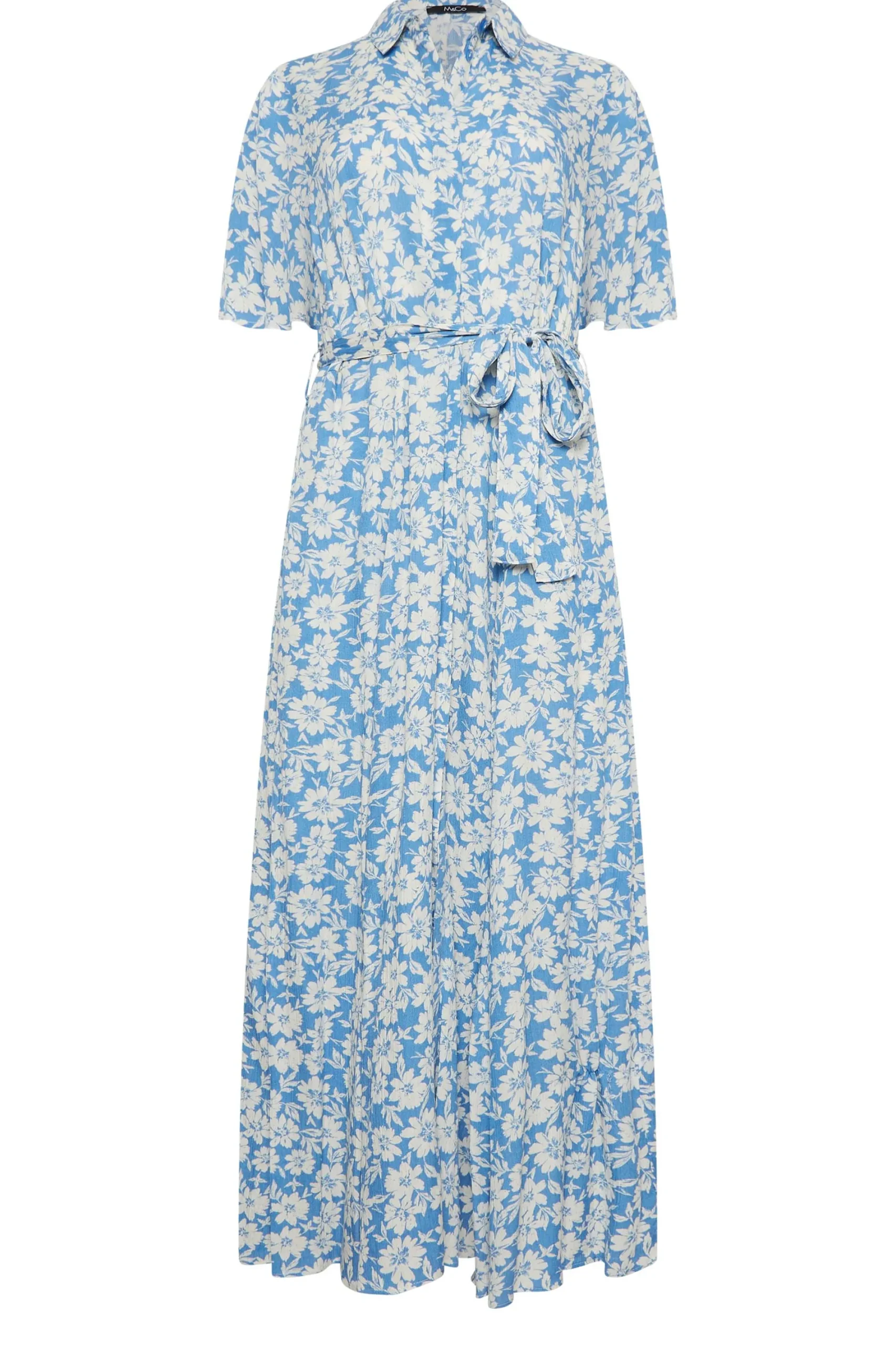 M&Co Womens Light Blue Floral Print Maxi Shirt Dress>Women Shirt Dresses