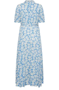 M&Co Womens Light Blue Floral Print Maxi Shirt Dress><noscript><img width=