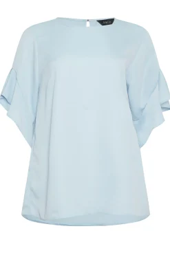 M&Co Womens Light Blue Frill Sleeve Blouse><noscript><img width=