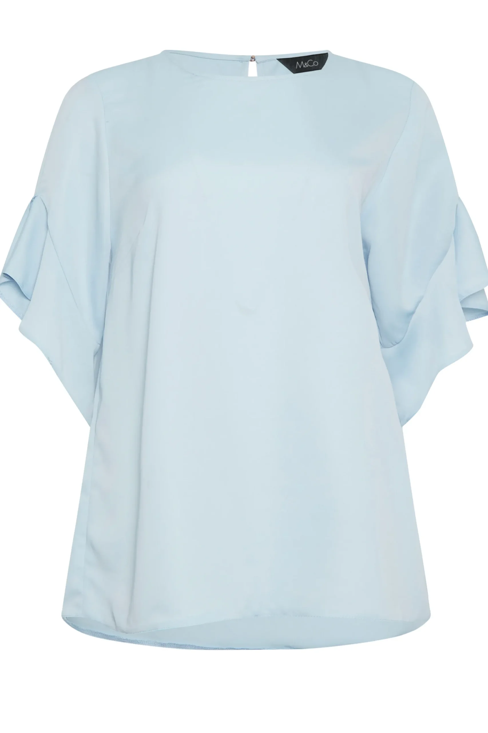 M&Co Womens Light Blue Frill Sleeve Blouse>Women Short Sleeve Tops