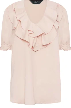 M&Co Womens Light Pink Frill Front Blouse><noscript><img width=