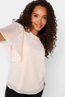 M&Co Womens Light Pink Glitter Blouse>Women Short Sleeve Tops