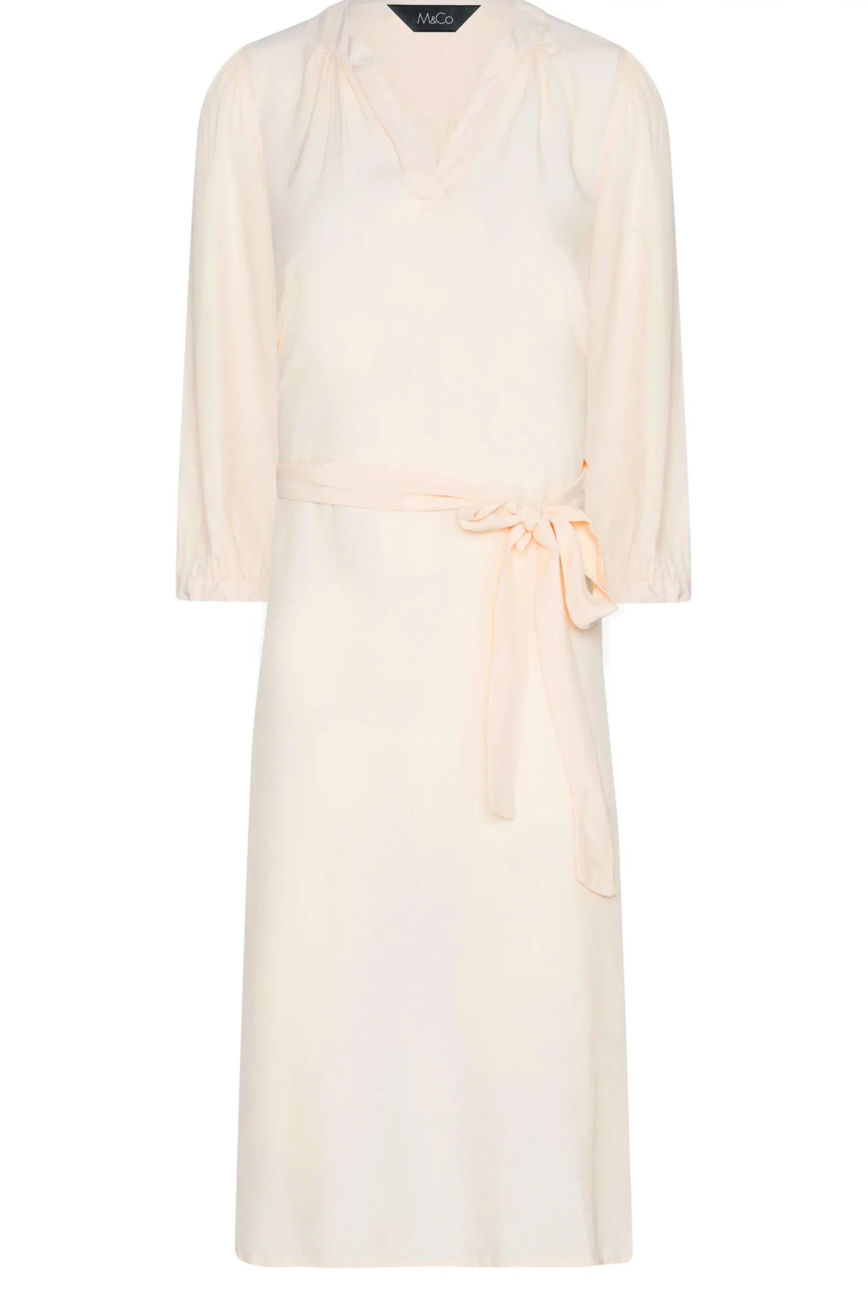 M&Co Womens Light Pink Tie Waist Tunic Dress>Women Wedding Guest Dresses