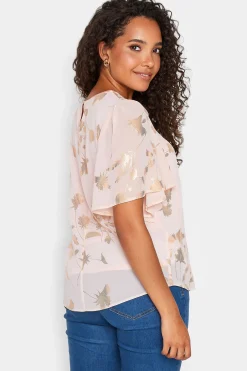 M&Co Womens Light Pink Floral Shimmer Blouse><noscript><img width=