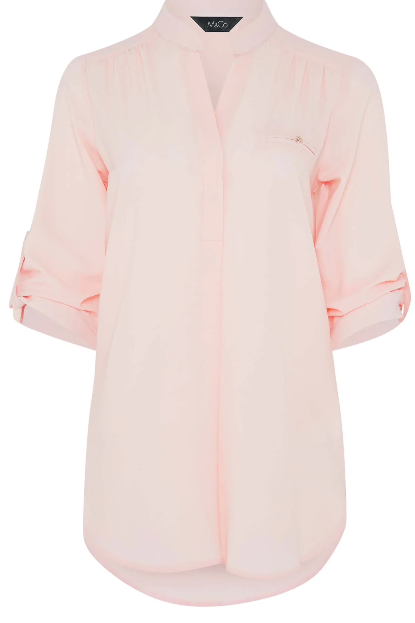 M&Co Womens Light Pink Tab Sleeve Blouse>Women Shirts