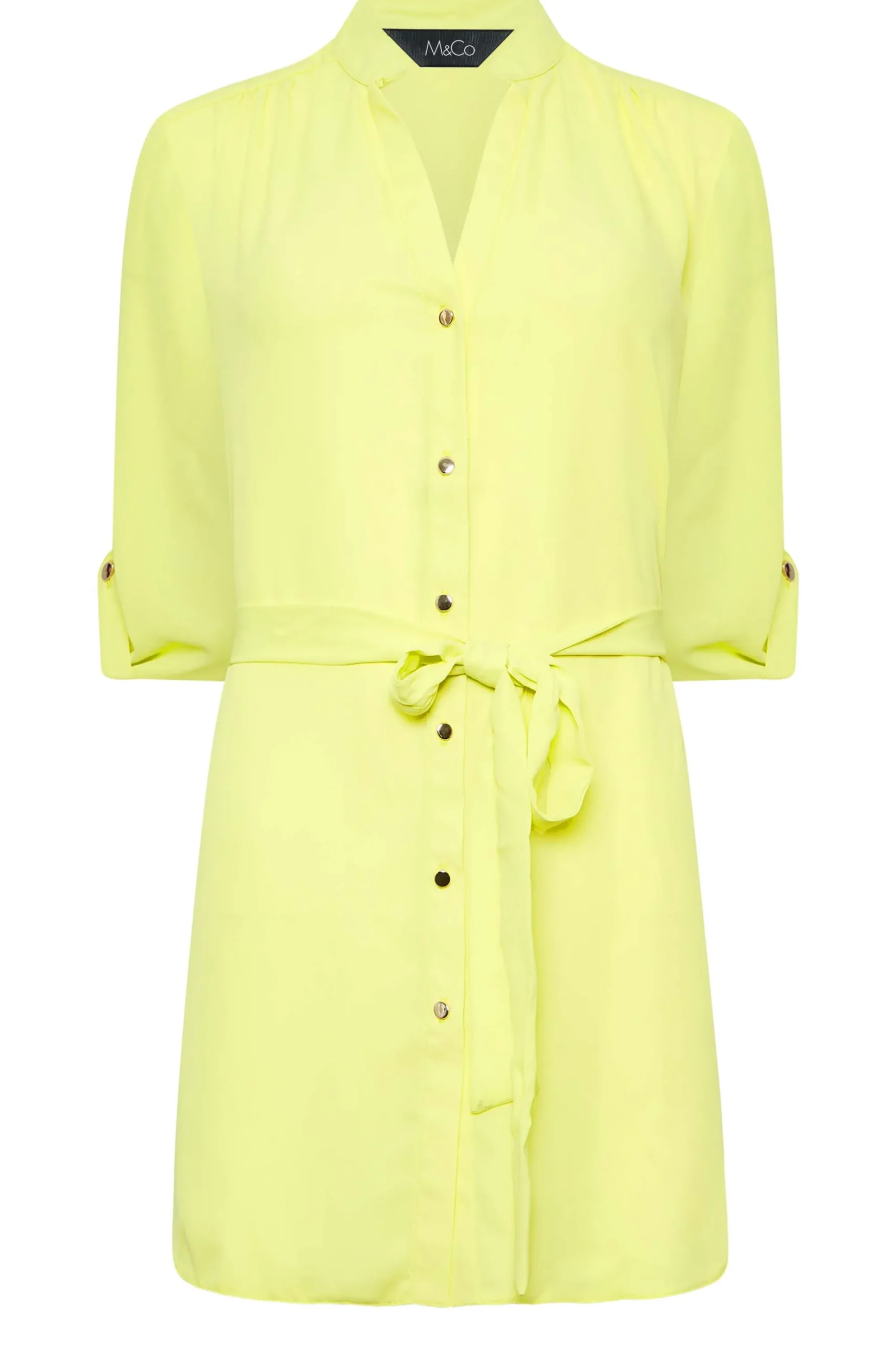 M&Co Womens Lime Green Tie Waist Blouse>Women Shirts