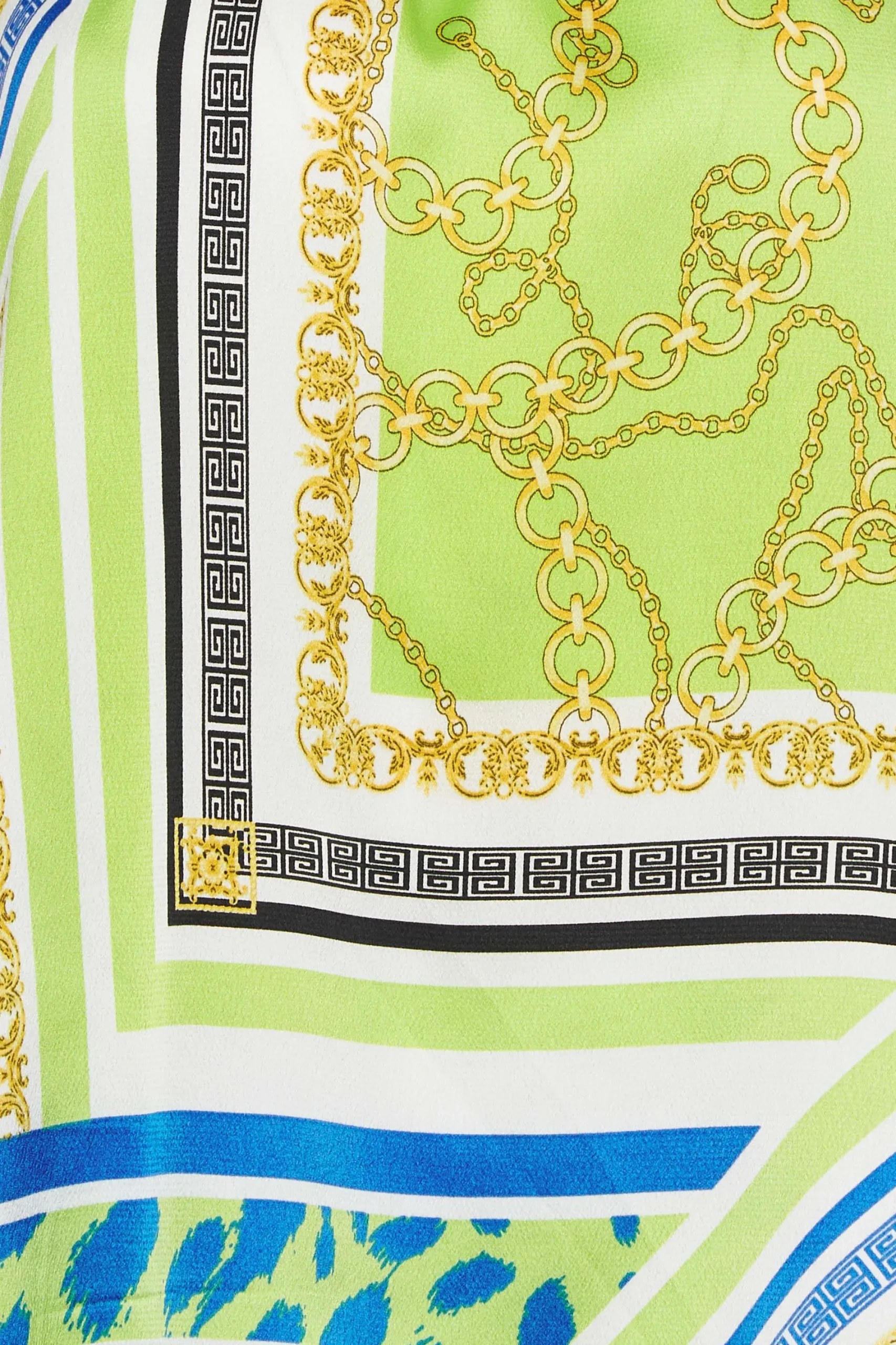 M&Co Womens Lime Green Scarf Print Halter Neck Blouse>Women Short Sleeve Tops