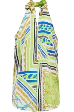 M&Co Womens Lime Green Scarf Print Halter Neck Blouse><noscript><img width=