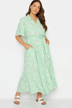 M&Co Womens Mint Green Daisy Print Maxi Shirt Dress>Women Shirt Dresses