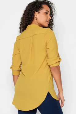 M&Co Womens Mustard Yellow Tab Sleeve Blouse><noscript><img width=