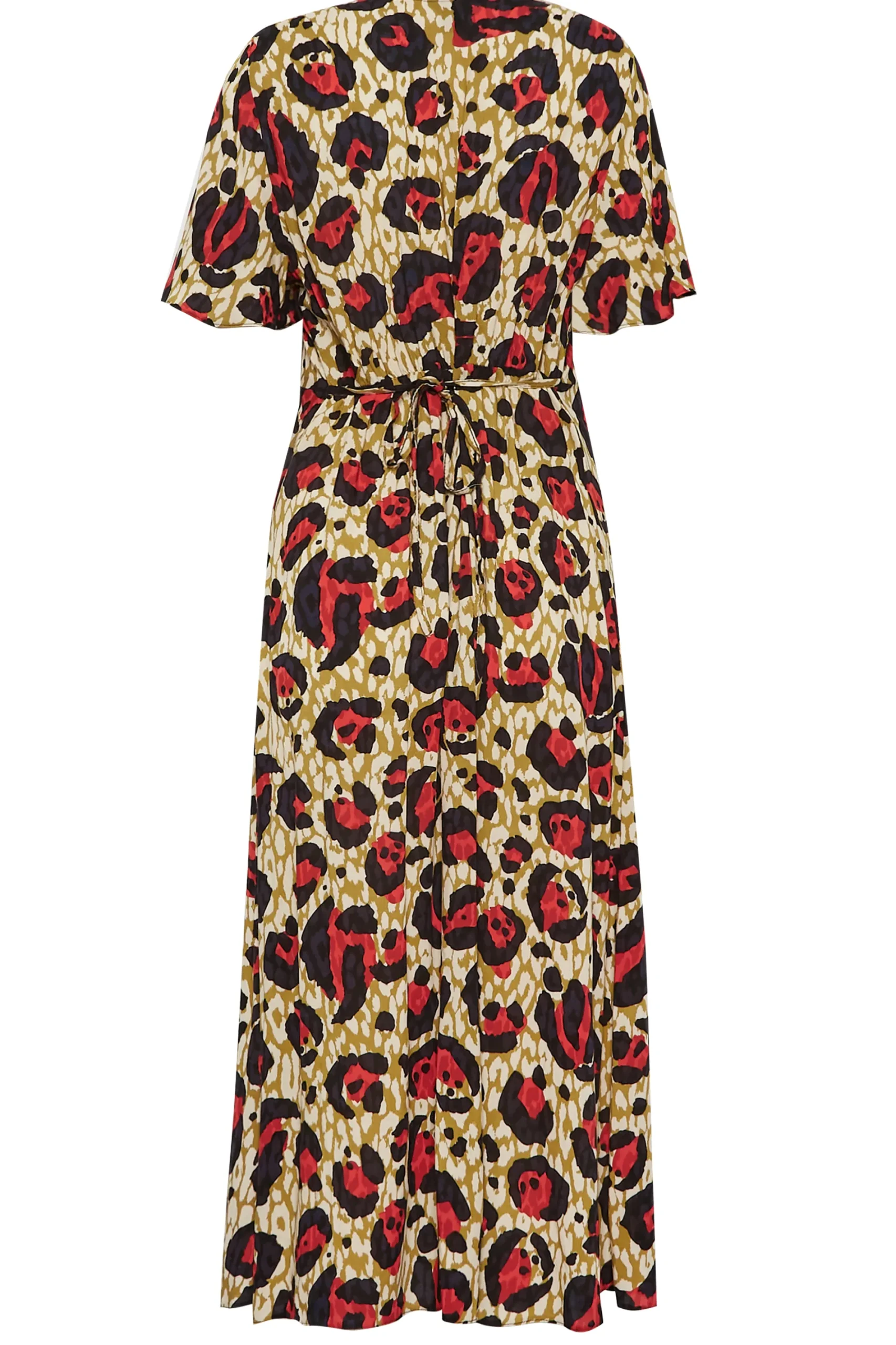 M&Co Womens Natural Brown & Red Animal Print Midi Button Through Tea Dress>Women Midi Dresses