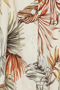 M&Co Womens Natural Brown Tropical Print Shirred Waist Midi Dress><noscript><img width=