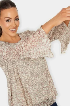 M&Co Womens Natural Brown Skull Print Pleated Blouse><noscript><img width=