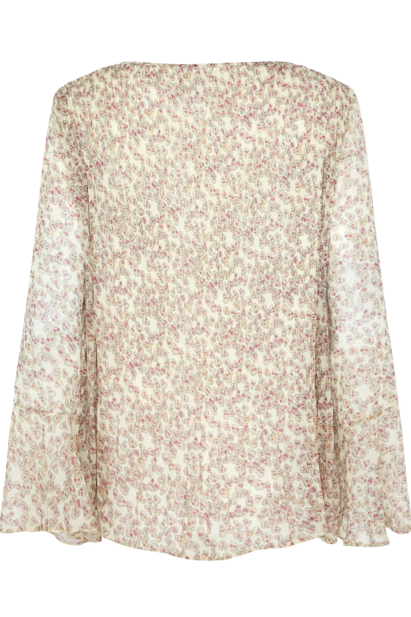 M&Co Womens Natural Brown Skull Print Pleated Blouse>Women Long Sleeve Tops