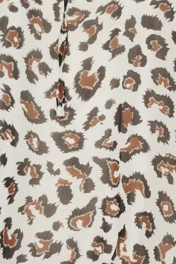 M&Co Womens Natural Brown Animal Print Tie Neck Blouse><noscript><img width=