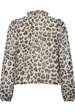 M&Co Womens Natural Brown Animal Print Tie Neck Blouse><noscript><img width=