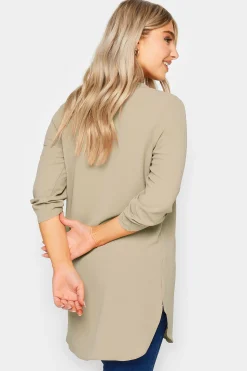 M&Co Womens Natural Brown Long Sleeve Button Blouse><noscript><img width=