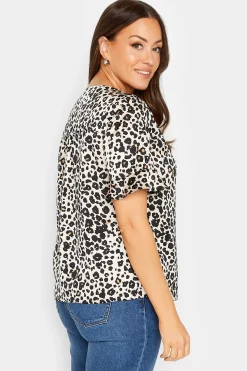 M&Co Womens Natural Leopard Frill Sleeve Blouse><noscript><img width=