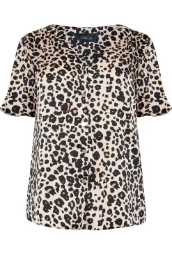 M&Co Womens Natural Leopard Frill Sleeve Blouse><noscript><img width=
