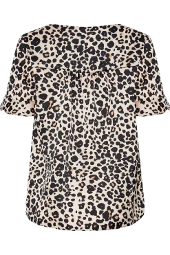 M&Co Womens Natural Leopard Frill Sleeve Blouse><noscript><img width=