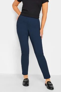 M&Co Womens Navy Blue Stretch Bengaline Trousers>Women Trousers