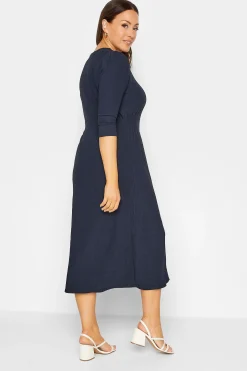 M&Co Womens Navy Blue Textured Button Through Dress><noscript><img width=