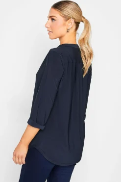 M&Co Womens Navy Blue Half Placket Shirt><noscript><img width=