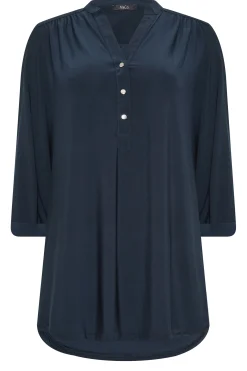 M&Co Womens Navy Blue Half Placket Shirt><noscript><img width=
