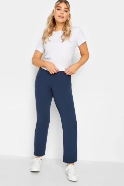 M&Co Womens Navy Blue Stretch Tapered Trousers>Women Trousers