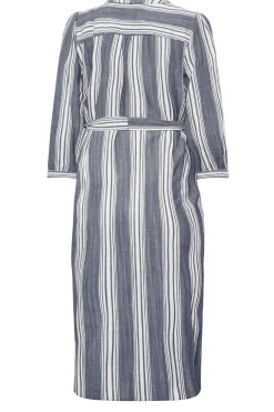 M&Co Womens Navy Blue Stripe Print Tie Waist Tunic Dress><noscript><img width=