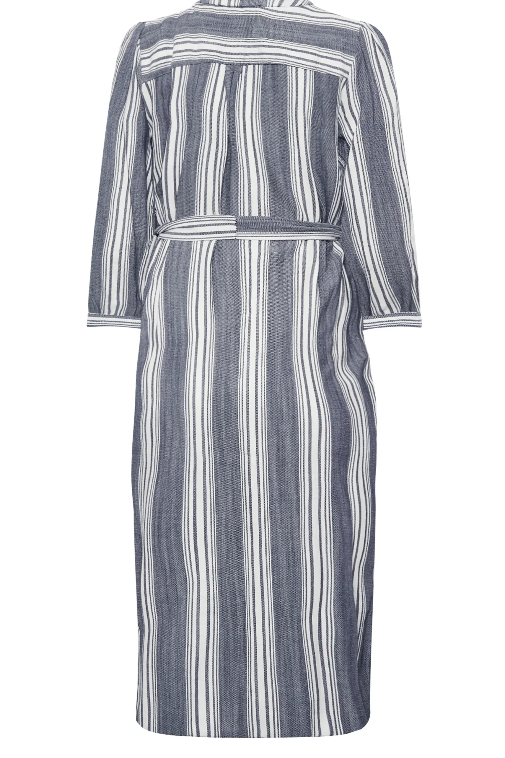 M&Co Womens Navy Blue Stripe Print Tie Waist Tunic Dress>Women Shirt Dresses