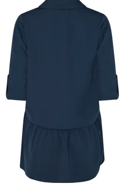 M&Co Womens Navy Blue Frill Hem Shirt><noscript><img width=