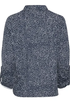M&Co Womens Navy Blue Spot Print Cotton Shirt><noscript><img width=