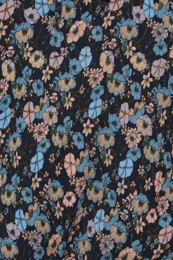 M&Co Womens Navy Blue Floral Pleated Blouse><noscript><img width=
