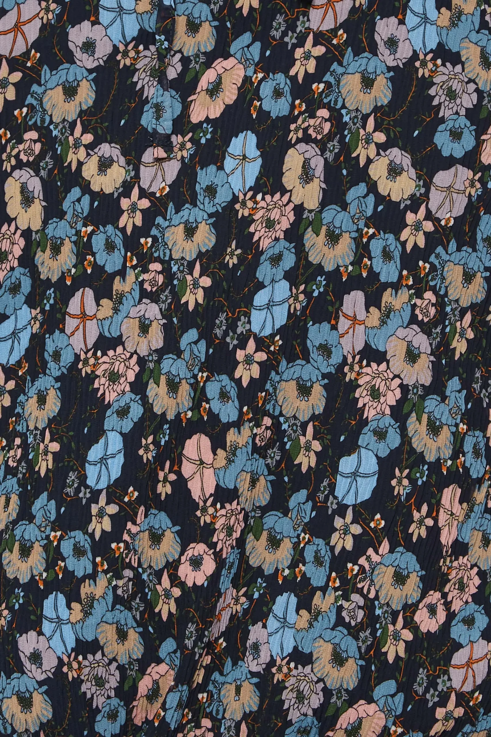 M&Co Womens Navy Blue Floral Pleated Blouse>Women Long Sleeve Tops