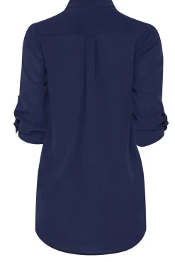 M&Co Womens Navy Blue Tab Sleeve Blouse><noscript><img width=