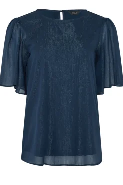 M&Co Womens Navy Blue Glitter Blouse><noscript><img width=