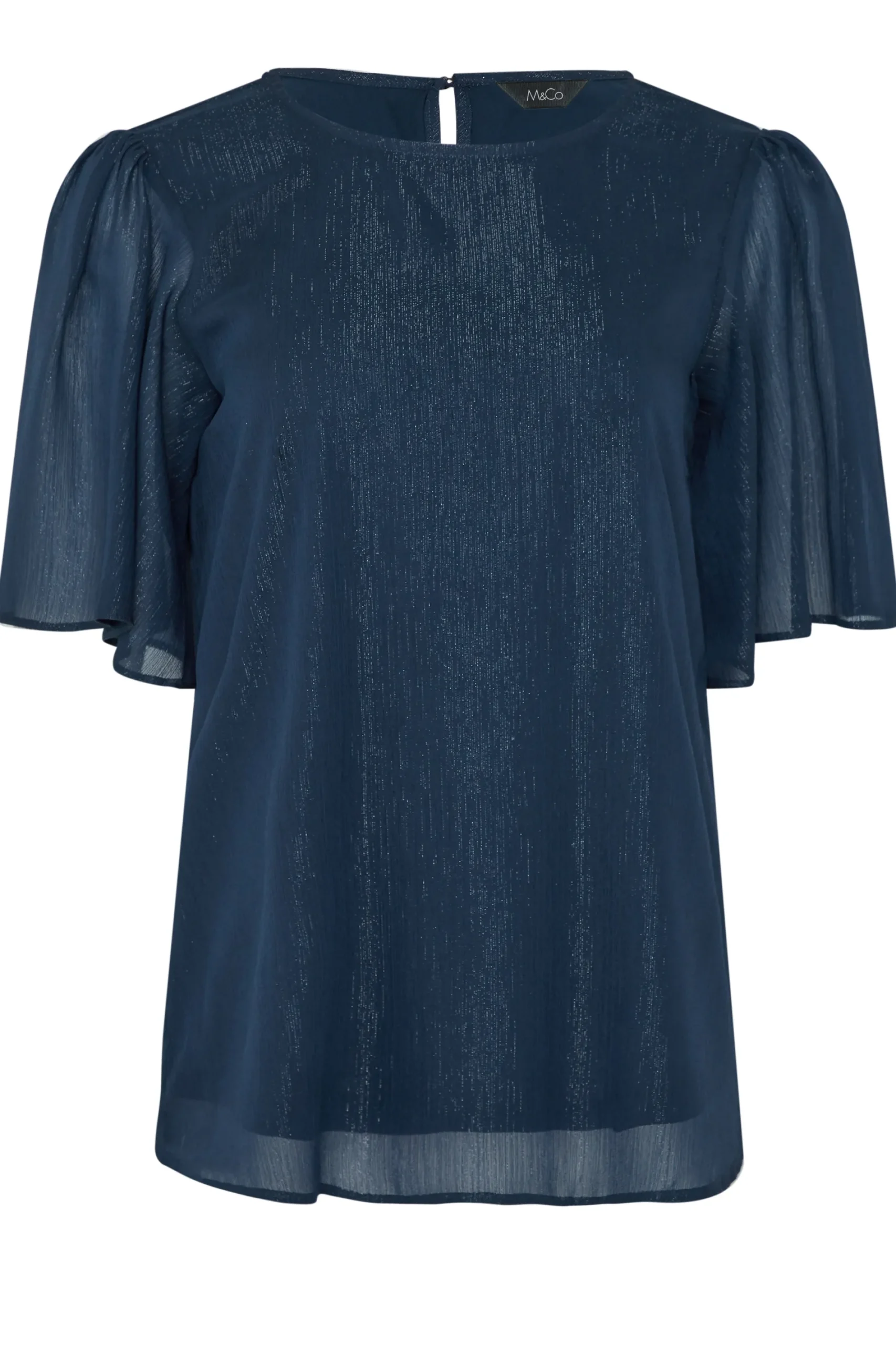 M&Co Womens Navy Blue Glitter Blouse>Women Blouses