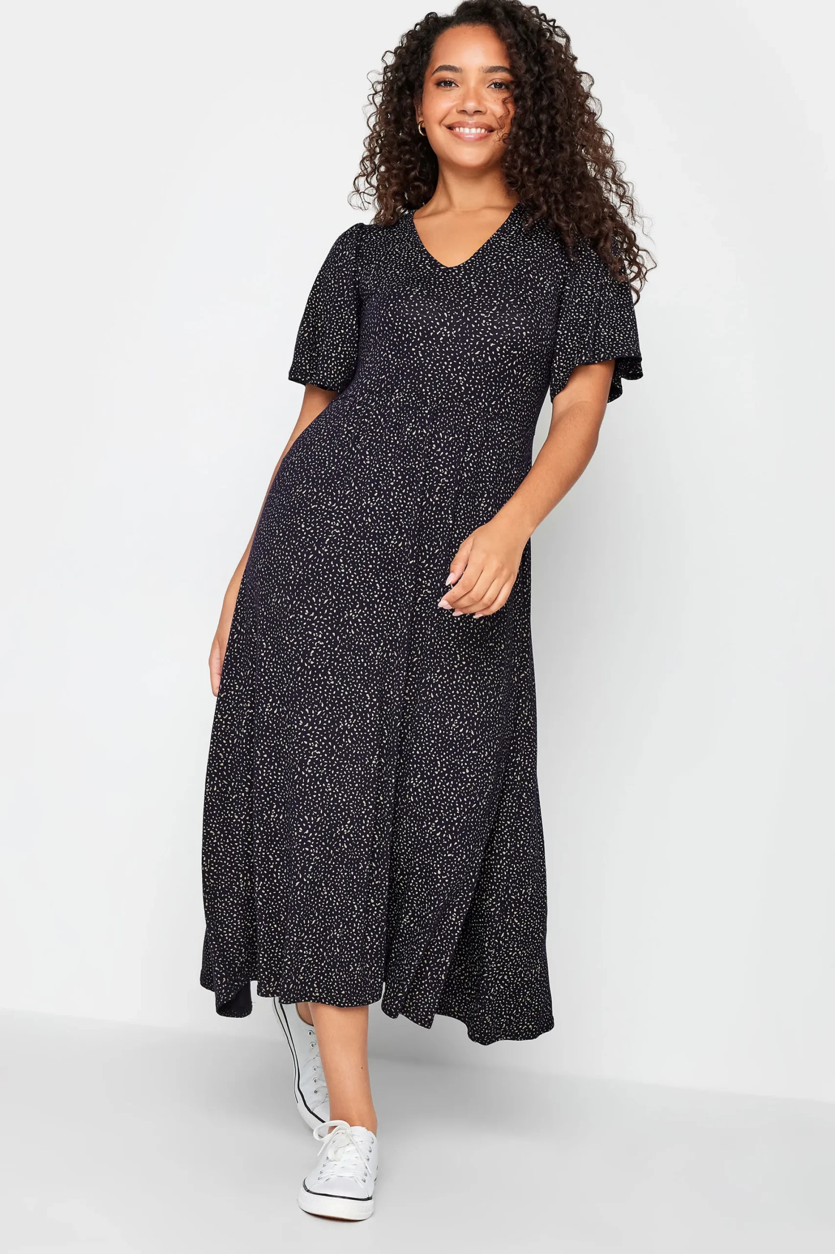 M&Co Womens Navy Blue Polka Dot Maxi Dress>Women Maxi Dresses