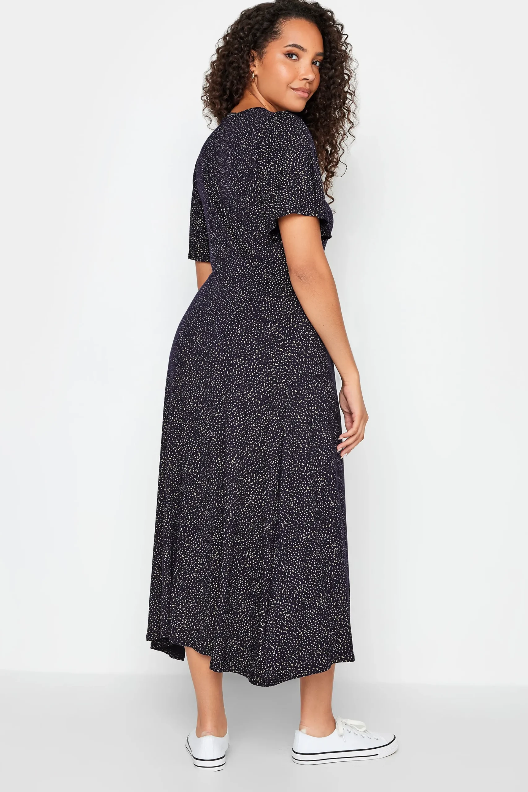 M&Co Womens Navy Blue Polka Dot Maxi Dress>Women Maxi Dresses