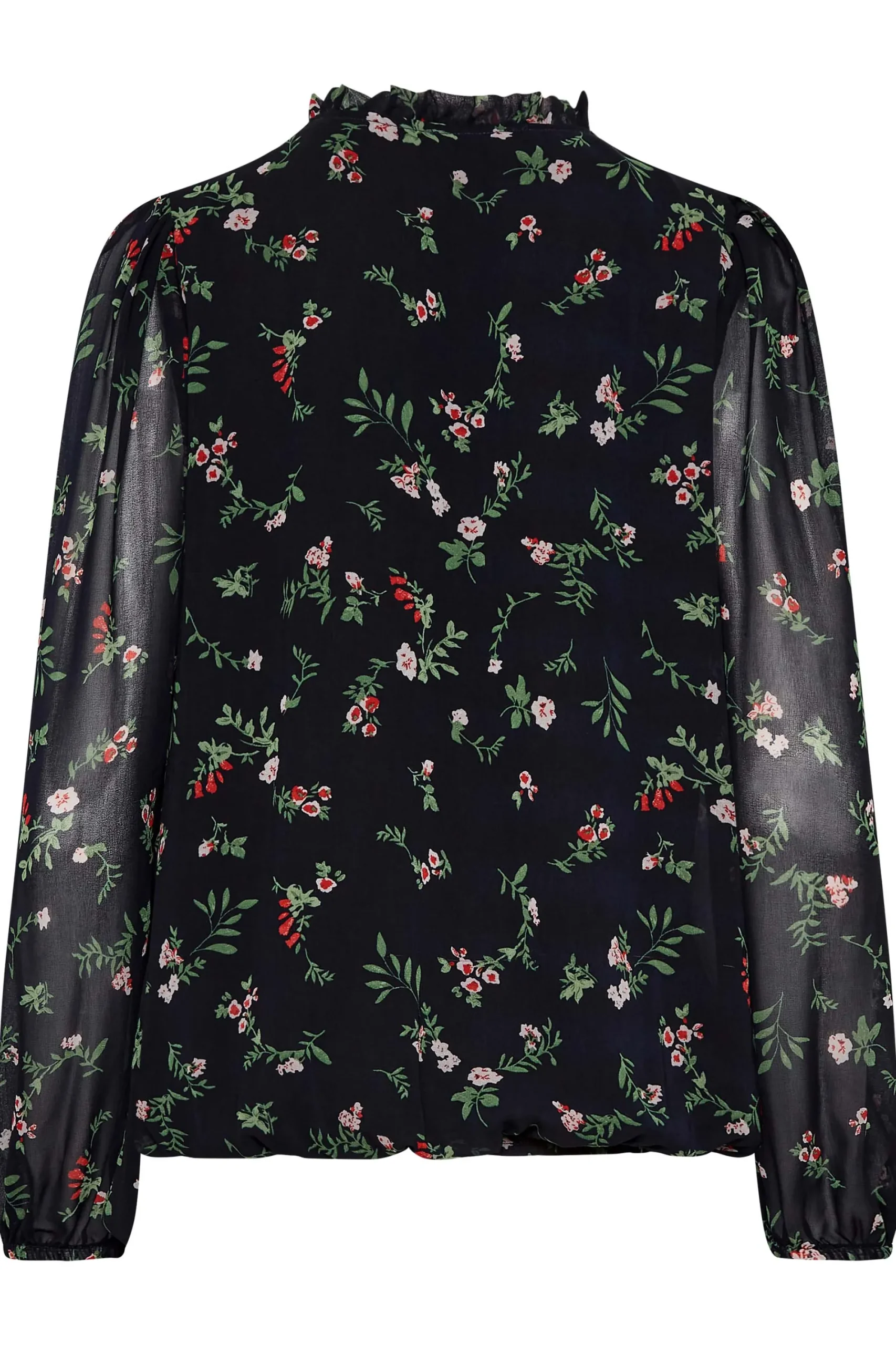 M&Co Womens Navy Blue Floral Print Tie Neck Blouse>Women Long Sleeve Tops