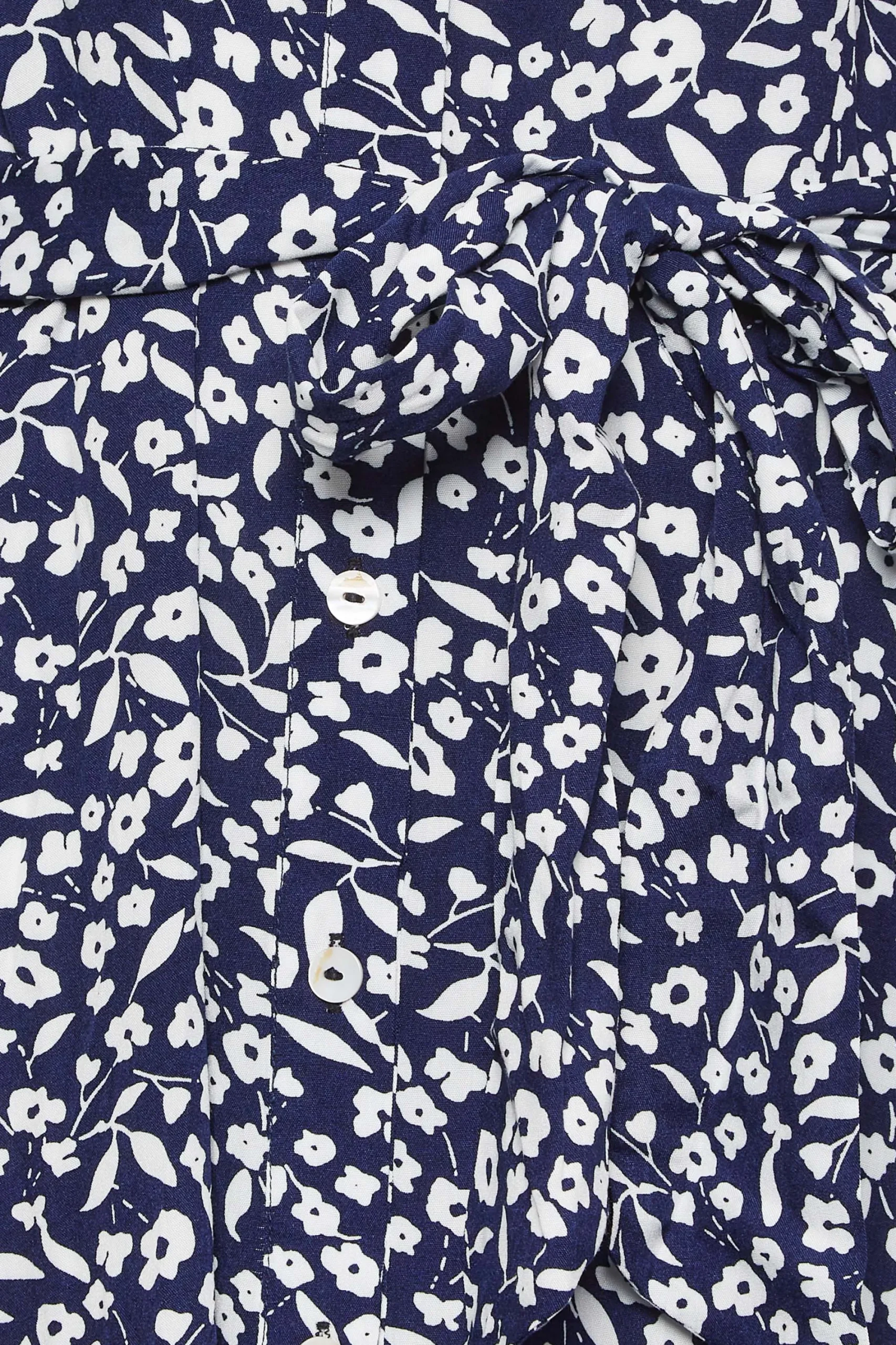 M&Co Womens Navy Blue Ditsy Print Button Through Midi Dress>Women Shirt Dresses