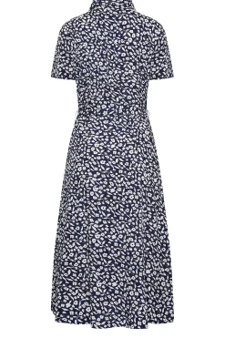 M&Co Womens Navy Blue Ditsy Print Button Through Midi Dress><noscript><img width=