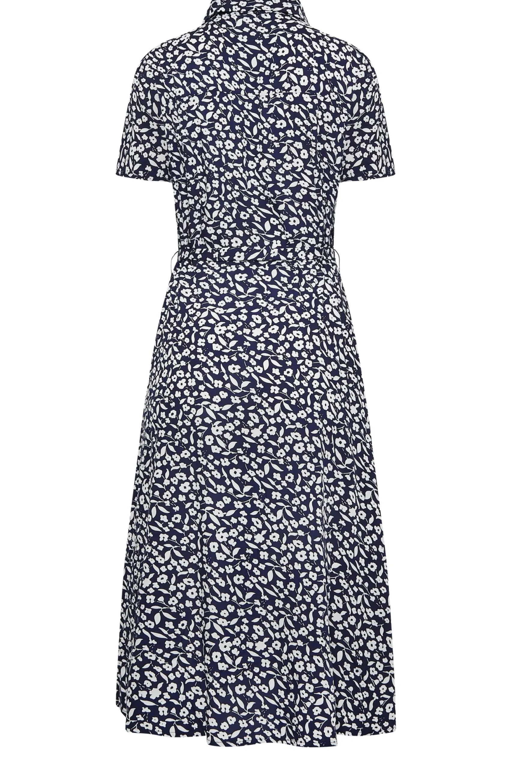 M&Co Womens Navy Blue Ditsy Print Button Through Midi Dress>Women Shirt Dresses