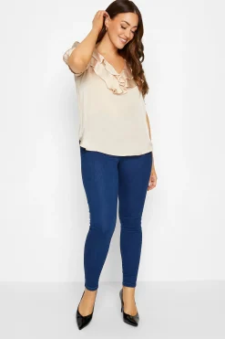 M&Co Womens Nude Frill Front Blouse>Women Short Sleeve Tops