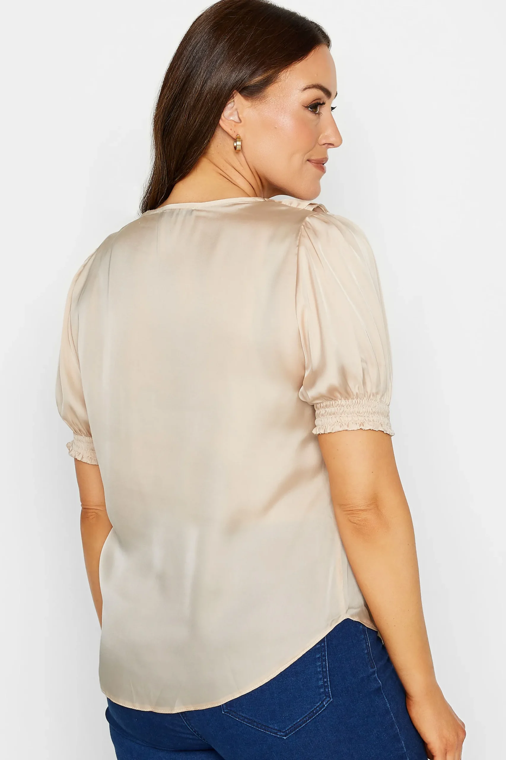M&Co Womens Nude Frill Front Blouse>Women Short Sleeve Tops